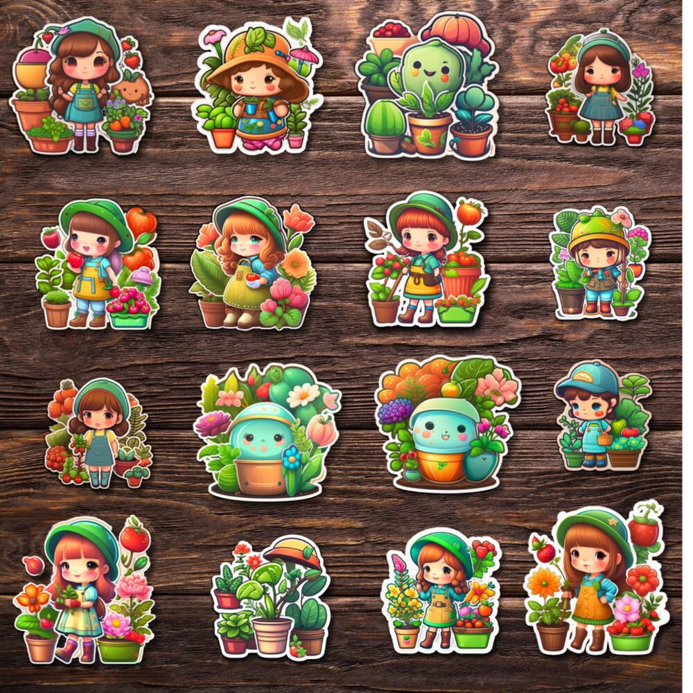 Cute Kawaii Gardening Sticker Bundle – Adorable Plant & Garden Stickers